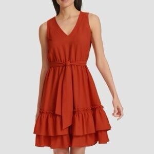 Elegant Rust Sleeveless Dress Calvin Klein 8